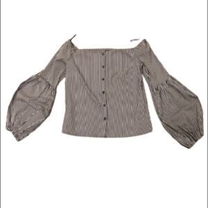 EXPRESS Off Shoulder Long Sleeves Blue Stripe